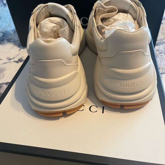 Gucci Mens Rhyton Sneakers White Red Green Stripes Size G 7.5 US 8.5 - Picture 6 of 8